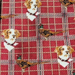 BOB TIMBERLAKE Pheasant Hunting Bird Dogs Red Plaid Neck Tie 100% Silk T12 - Picture 1 of 5