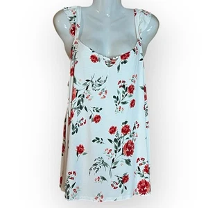 Camiseta sin mangas Torrid de punto súper suave talla grande 2 blanca roja floral con tiras cruzadas - Imagen 1 de 9