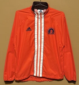 Vintage 1999 Adidas Boston Marathon Orange Full Zip Windbreaker Jacket Medium - Picture 1 of 3