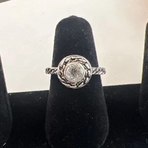 Vintage HONORA Sterling Silber 925 Klar Stein Designer Seil Kette Ring Größe 5 - Bild 1 von 14