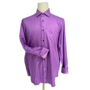 Robert Graham Woven Long Sleeve Dress Shirt RC Textured Bright Purple Mauve L - Picture 1 of 8