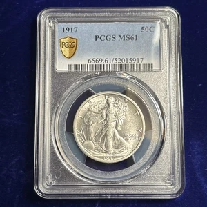 1917  P  WALKING LIBERTY HALF DOLLAR ** PCGS MS61 **NICE COIN** FREE SHIP - Picture 1 of 4