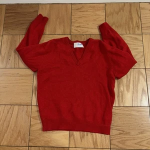Vintage Pringle of Scotland Strick Lammwolle Pullover V-Ausschnitt Rot Preppy 44/112 US M - Bild 1 von 5