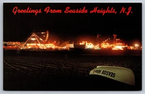 Vintage Postkarte - Nachtansicht des Casino Pier Seaside Heights New Jersey NJ - Bild 1 von 2
