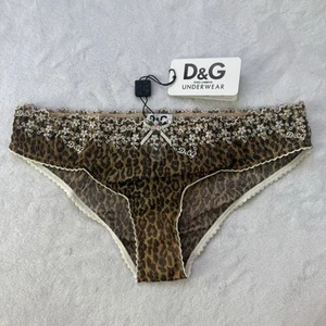 Vintage Dolce And Gabbana Leopard Print Panties NWT Medium Y2K Lingerie Sheer - Picture 1 of 9