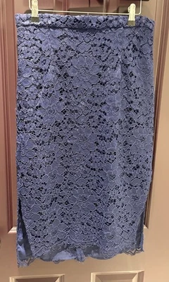 Whistles Navy Lace Pencil Skirt With Side Splits, Size 14 - Image 1 of 3