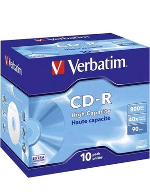 10 Verbatim CD-R 90 Min 800Mb 48x High Capacity Rohlinge Jewelcase - Bild 1 von 2
