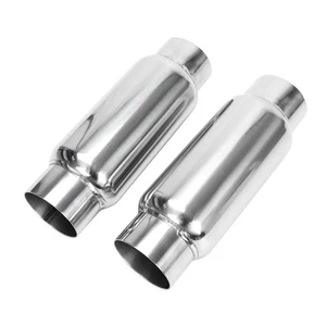 3" Inlet 3" Outlet Exhaust Muffler, Pair of 3 Inch Resonator Universal Stainl... - Picture 1 of 9