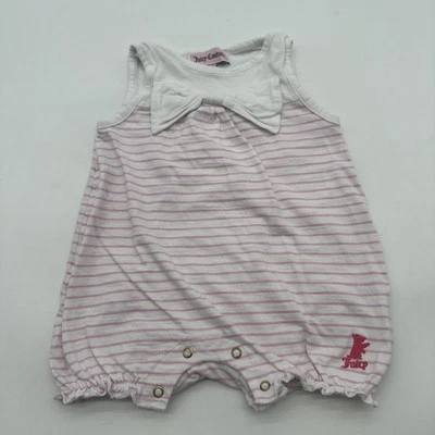 Juicy Couture One Piece Toddler Girls Size 6/9M Striped Pink & White Logo.#28429 - Image 1 of 4