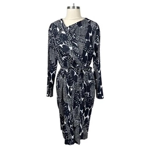 Chico's Travelers Black White Dot Print Belted Duster Jacket Micro Pleat Size 16 - Picture 1 of 12