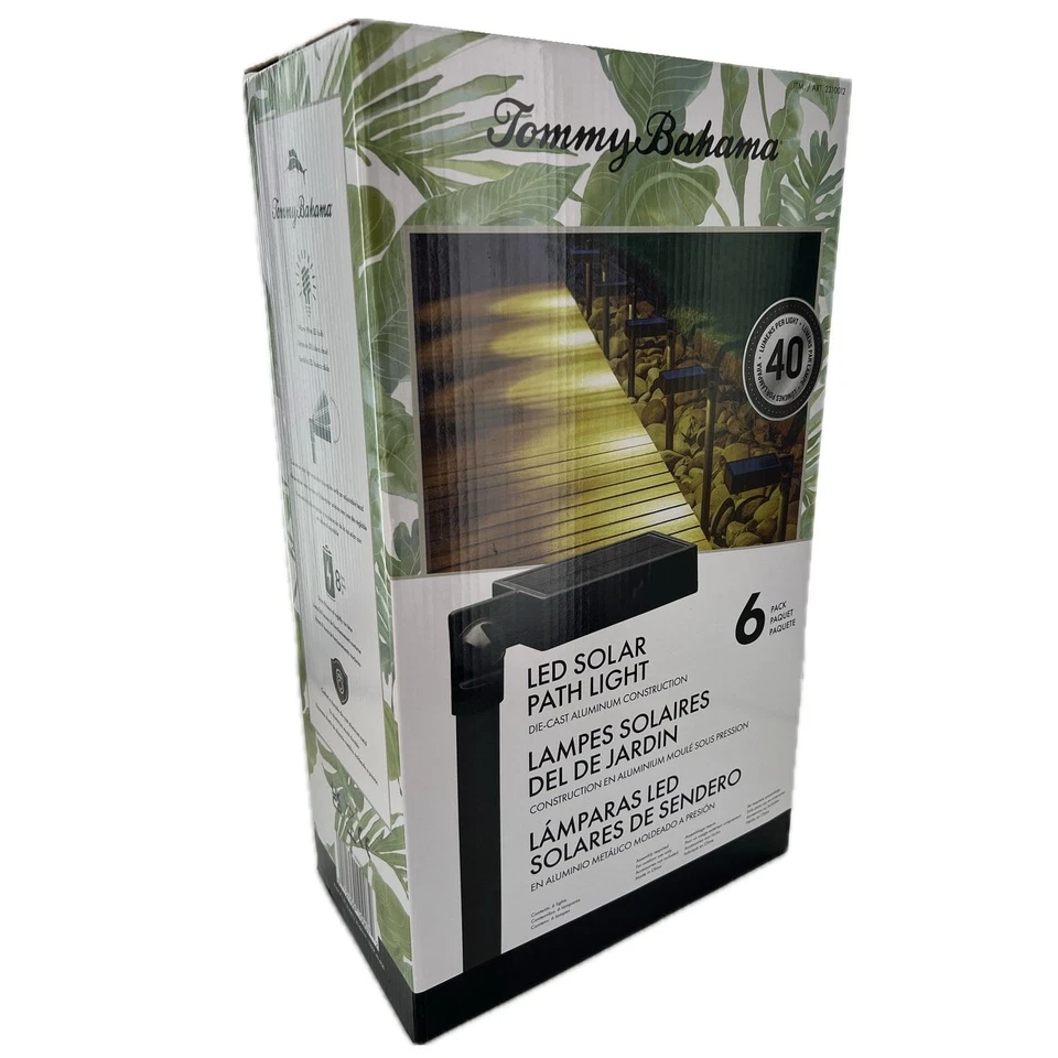 TOMMY BAHAMA SOLAR LED PATH LIGHT (PACK OF 6) - BLACK - Image 1 of 4