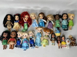 Lot 15 5" Disney Animators Sammlung Mini Puppe Lot Belle Jasmin Elsa + Extra - Bild 1 von 5