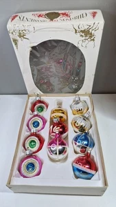 Juego tradicional en caja decoraciones de dolor a mano de vidrio vintage para árbol de Navidad  - Imagen 1 de 11