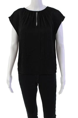 Velvet Womens Keyhole Round Neck Sleeveless Pullover BlouseTop Black Size XS - Image 1 of 4