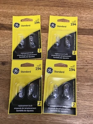 (8) New GE 194 / BP2. Miniature Lamp Bulb 4w T3-1/4  Clear 12 volt 12v - Image 1 of 3