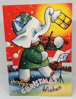 Vintage 1940's Children Ice Skating Lake Used Christmas Greeting Card (EB10596) - Image 1 of 4