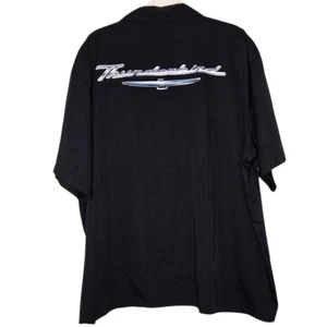 Vintage Thunderbird Black Camp Shirt XXL Short Sleeve Retro Classic Cars - Picture 1 of 9