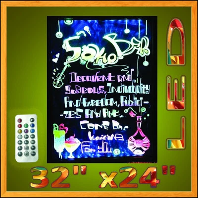 32"x24" Remote Flashing LED Writing Board Menu Sign Illuminated Menu Poster - Image 1 of 4