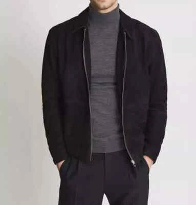 ELEGANT New Men's Black Suede Leather Jacket Soft Lambskin Style Slim Fit jacket - Image 1 of 4