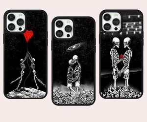 FUNDA ESQUELETO CALAVERA AMOR GÓTICO LUNA TELÉFONO PARA IPHONE SAMSUNG GOOGLE PIXEL - Imagen 1 de 8