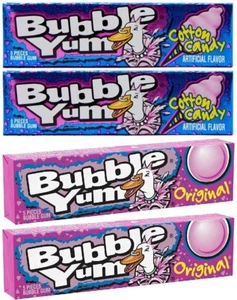 Paquete de 4x Bubble Yum algodón dulce y sabor original chicle americano - Imagen 1 de 3