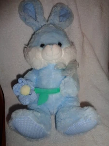 Bunny Blue Easter Rabbit polka dot Flower Kellytoy 2014 plush stuffed animal - Picture 1 of 11