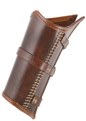 Battle-Merchant Armschienen Arnulf Leder braun LARP Mittelalter Paar Armschützer - Bild 1 von 4