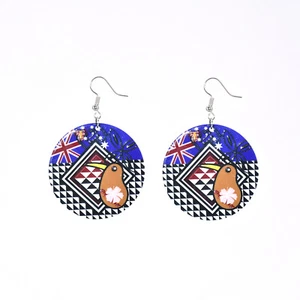 Personalized Acryli Graffiti Round Big Chunk Hook Earrings Jewelry For Women - Picture 1 of 5