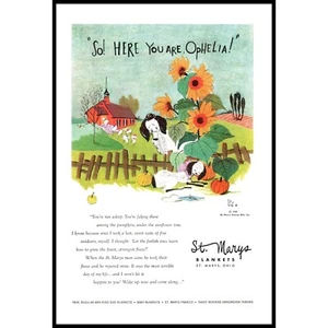 1953 St. Marys Decken Vintage Druck Werbung Ohio Farm Kürbis Patch Hunde Wandbild - Bild 1 von 1