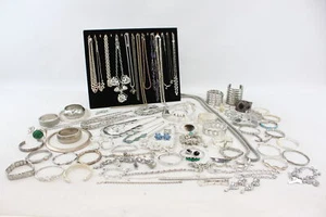 Jewellery Silver Tone Costume Vintage Retro Bracelets Bangles Chains Bulk x 3KG - Picture 1 of 12