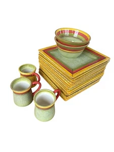 CLAY ART Terra Toscana handbemalt StoneLite quadratischer Speiseteller 19er Set - Bild 1 von 9