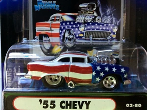 MUSCLE MACHINES STARS & STRIPES 1955 CHEVY- 1/64 - 55 CHEVY - - Picture 1 of 3