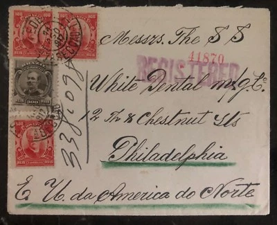 1917 Río de Janeiro Brasil Cubierta Registrada A Blanco Dental Philadelphia Pa EE. UU. Foto 1 de 2