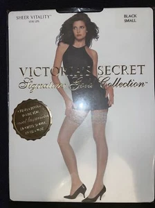 Victoria Secret Sheer Vitality Thigh Highs Stay-ups Color: Black Small 7737 - 1 - Picture 1 of 2