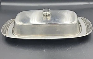 vintage stainless steel butter dish With Floral Embellishments - Bild 1 von 6