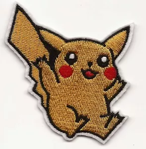 Pikachu Pokemon Embroidered Patch Iron-on Good Luck 6cm - Foto 1 di 1