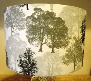 Paralume Silver Trees, paralume chiaro, shabby chic, grigio, bianco,, REGALO GRATUITO - Foto 1 di 6