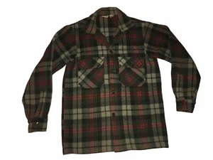 Vintage 60s Woolrich Plaid Wool Thick Hunting Shirt  JACKET  Size 40 - Picture 1 of 7