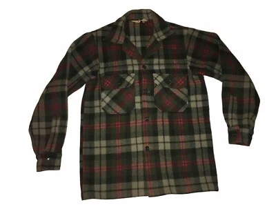 Vintage 60s Woolrich Plaid Wool Thick Hunting Shirt  JACKET  Size 40 - Image 1 of 4