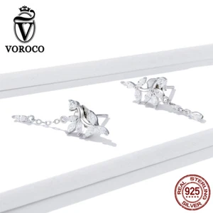 Voroco Mujer 100 % Plata Esterlina Tachuela Pendientes Circonio Circonio Flor Brillante Estrella Joyería - Imagen 1 de 11