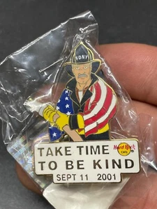 Hard Rock Cafe Pin TAKE TIME TO BE KIND Charity FIREMAN 9/11 SEPT. 11, 2001 - Picture 1 of 6