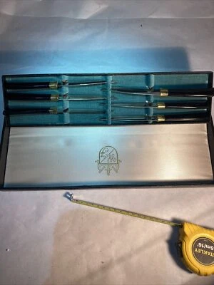 老式 6 件套雕刻和牛排刀套装铭不锈钢 — 第 1/4 张图片