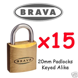 Padlocks x15 KEYED ALIKE BRAVA 20mm High quality BULK LOT - Picture 1 of 3