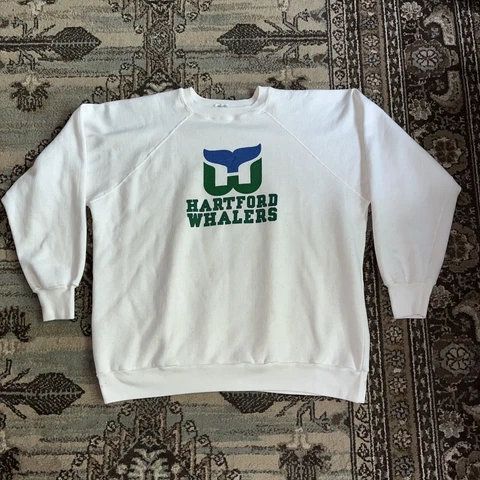 Vintage 90s White Hartford Whalers NHL  Champion Sweatshirt Made In USA XXL Cover