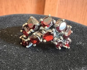 Garnett cluster ring .925 size 7 3/4 - Picture 1 of 6