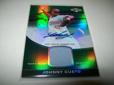 2011 TOPPS TRIPLE THREADS JOHNNY CUETO JERSEY AUTO #D50/50 CINCINNATI REDS - Image 1 of 2