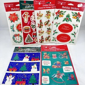 American Greetings Christmas Stickers 6 Packs Vintage Animals Toys 1980s Nos - Picture 1 of 13