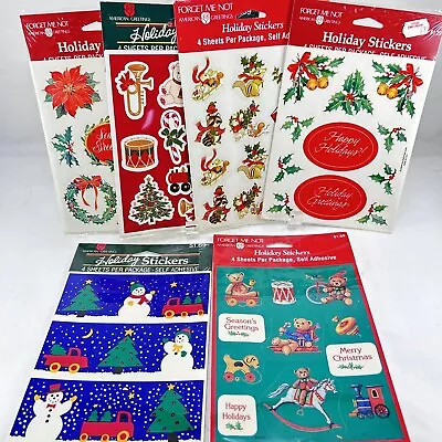 American Greetings Christmas Stickers 6 Packs Vintage Animals Toys 1980s Nos - Image 1 of 4