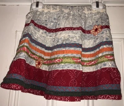 MIMI & MAGGIE Girls Tiered Peasant Skirt White Blue Red Floral Sz 6 - Image 1 of 3