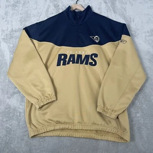 St Louis Rams Pullover Mens 2XL Vintage Reebok 1/4 Zip Sweater Gold Navy - Picture 1 of 18